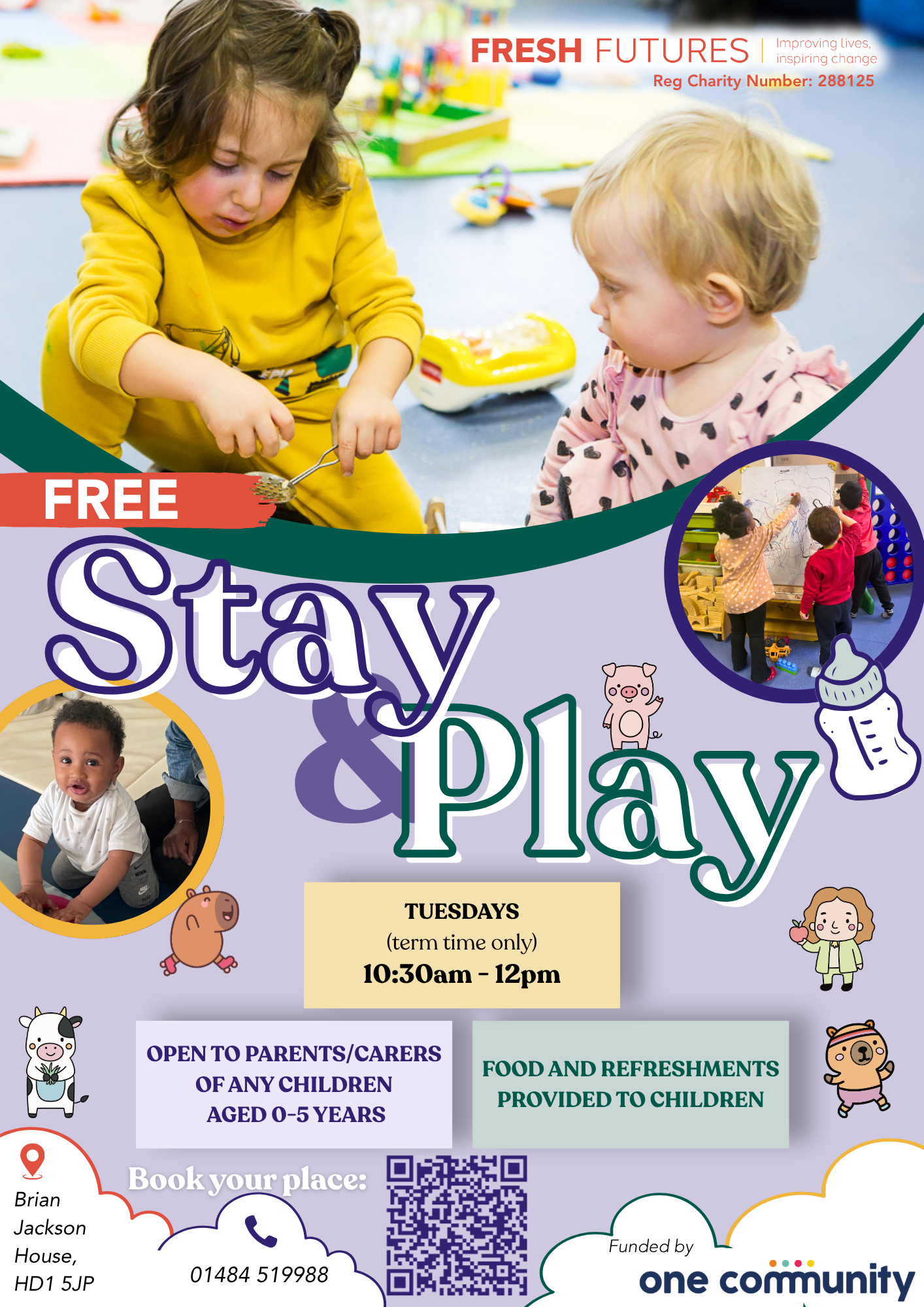 poster with details for our creche - every Tuesday, 10:30am-12pm at Brian Jackson House