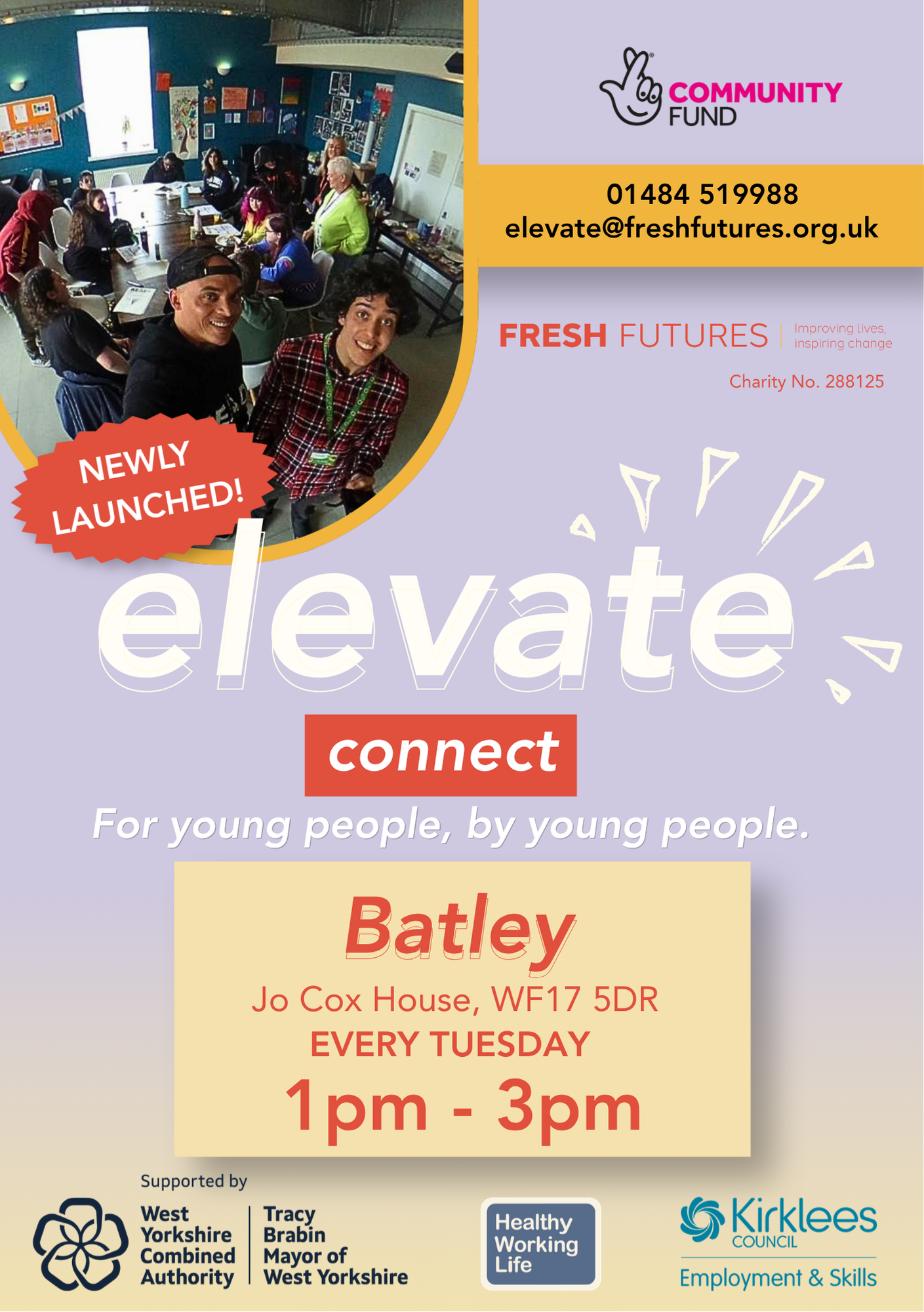 elevate connect has not been launched in Batley! at jo cox house on Tuesday 1pm-3pm