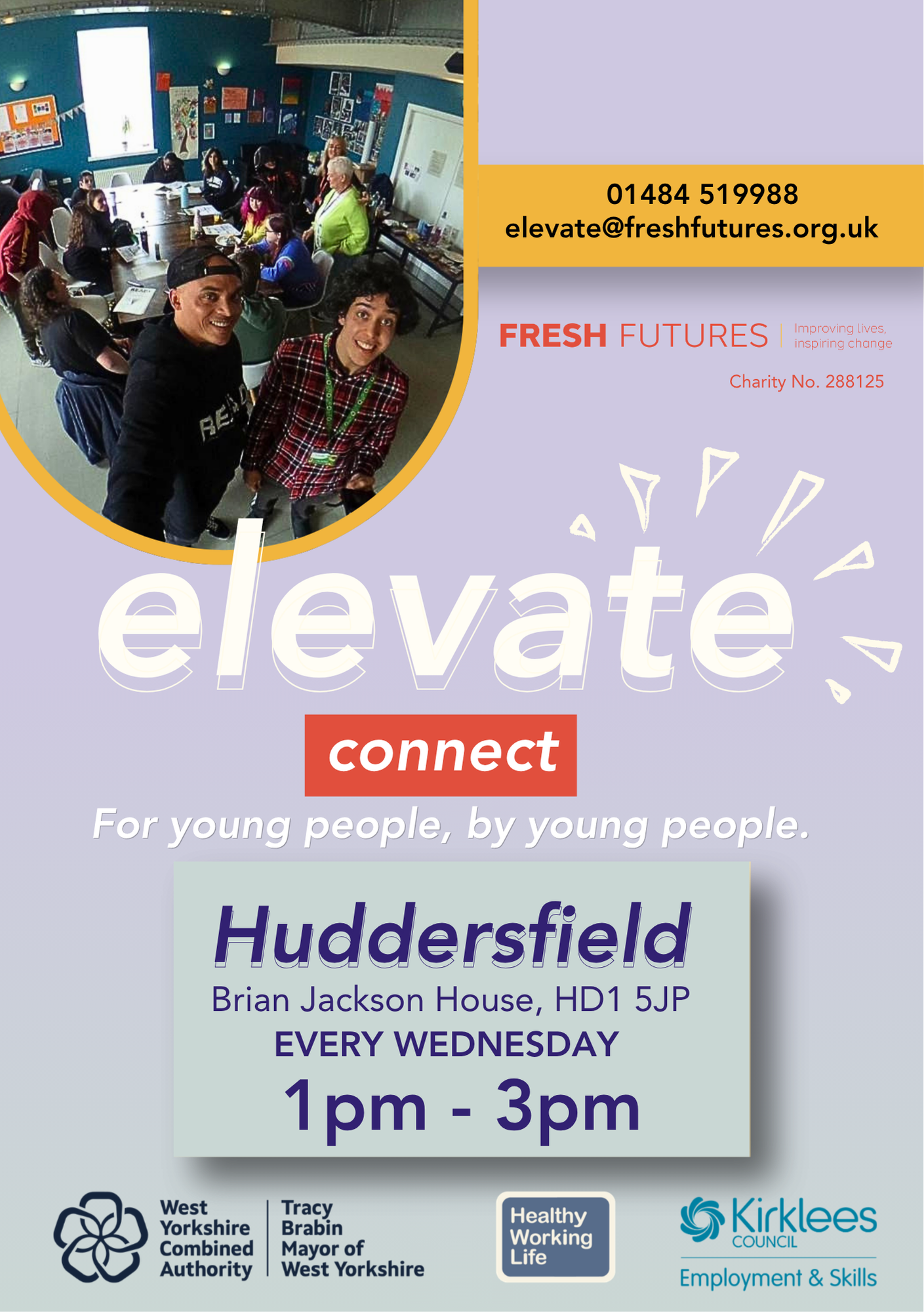 elevate connect in Huddersfield, wednesdays 1pm-3pm